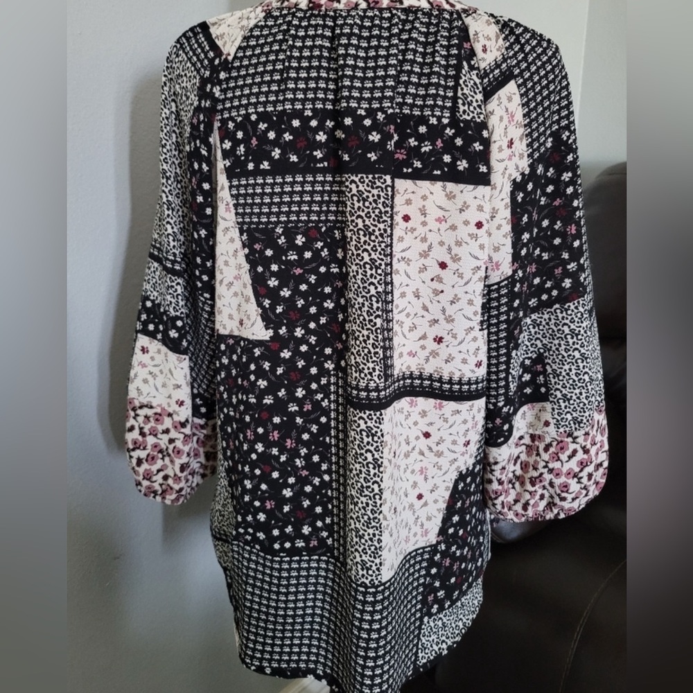 Fig and Flower Boho patchwork Tunic top. Size Sma… - image 1